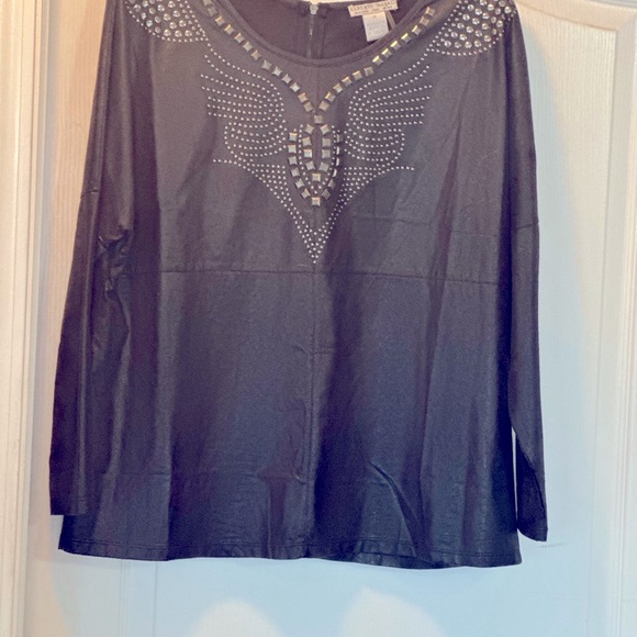 Alberto Makati black Embellished Faux leather Top - Picture 2 of 2